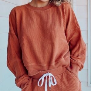Aerie Ribbed Crew Neck and Short Matching Lounge Set